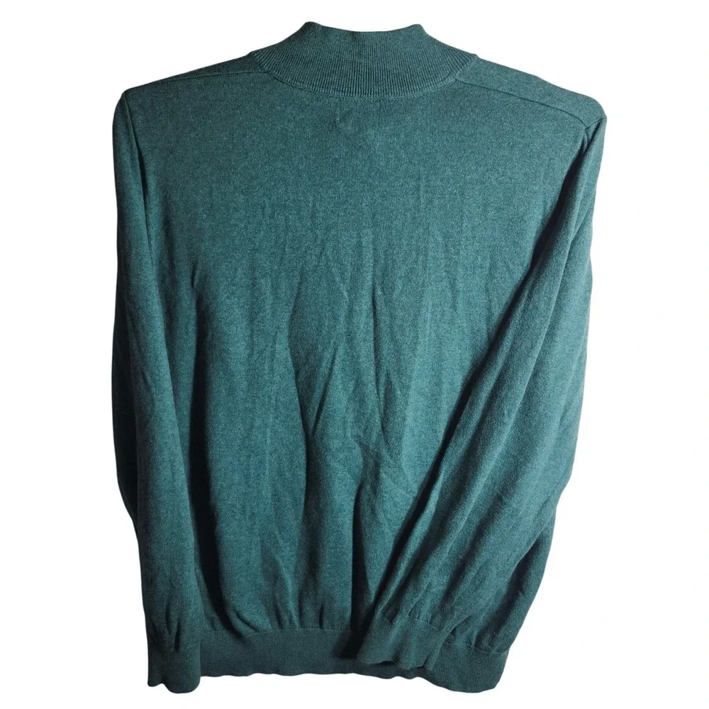 L.L.Bean Mens XXL REG Teal Blue Cashmere‎ Blend 1/4 Zip Sweater OUTDOOR